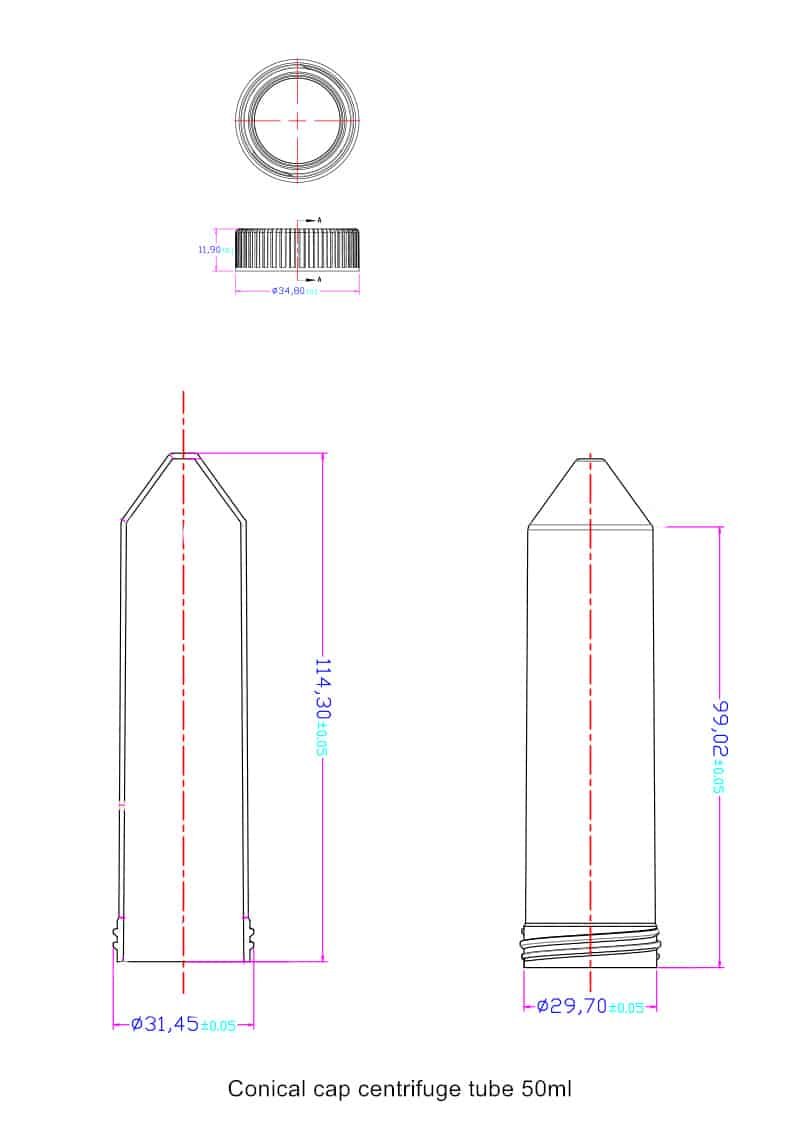 Conical cap centrifuge tube 50ml draft